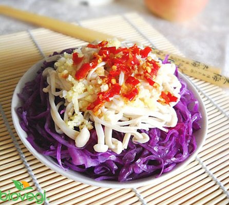 BẮP CẢI TÍM TRỘN NẤM KIM CHÂM